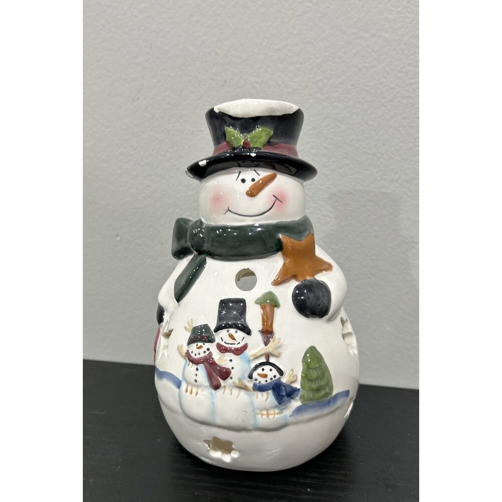 Vintage Snowman 7” Tall Candle Holder | Winter | Christmas